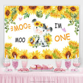 Lofaris Sunflowers And Little Cow I Am 1st Birthday Backdrop